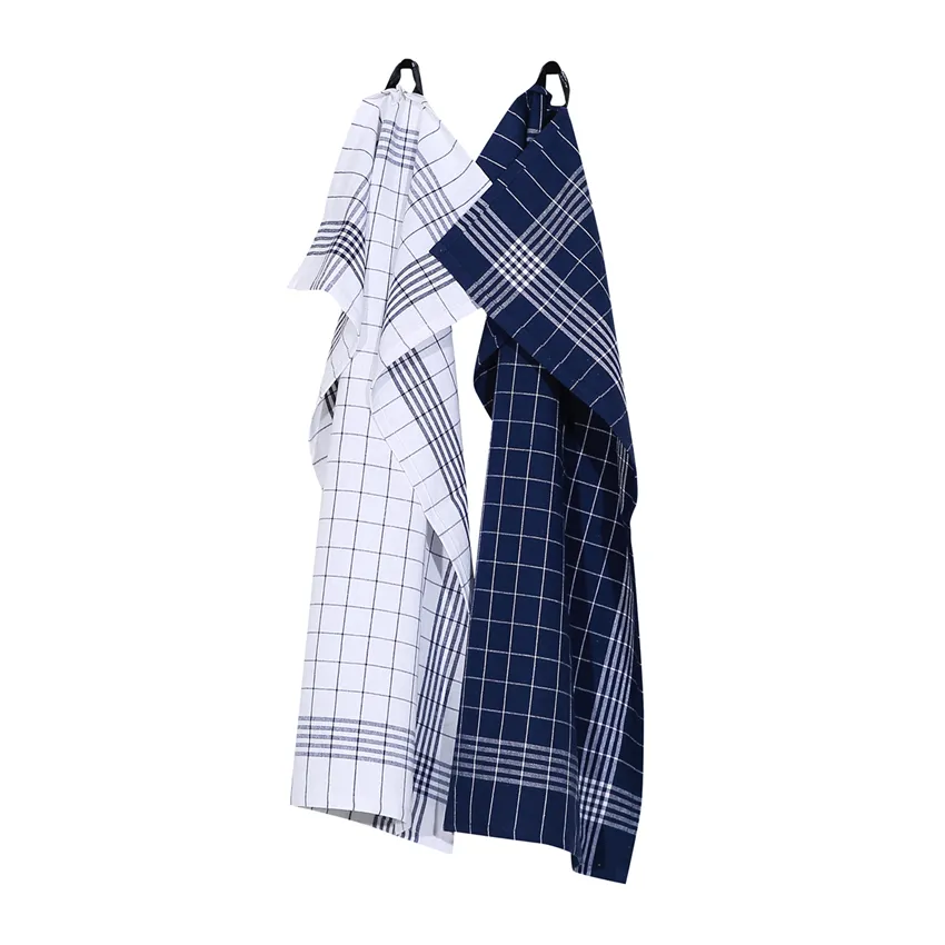 Recycled Tea Towel 2-pack Astrid, Navy Blue/White
