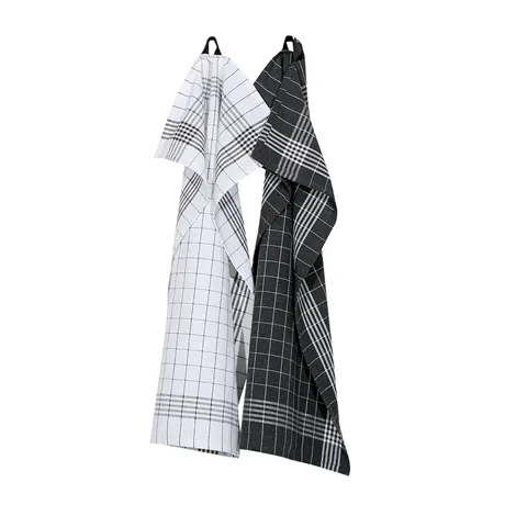 Recycled Tea Towel 2-pack Astrid, Dark Grey/White