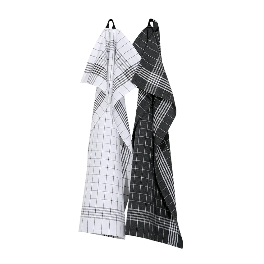 Recycled Tea Towel 2-pack Astrid, Dark Grey/White