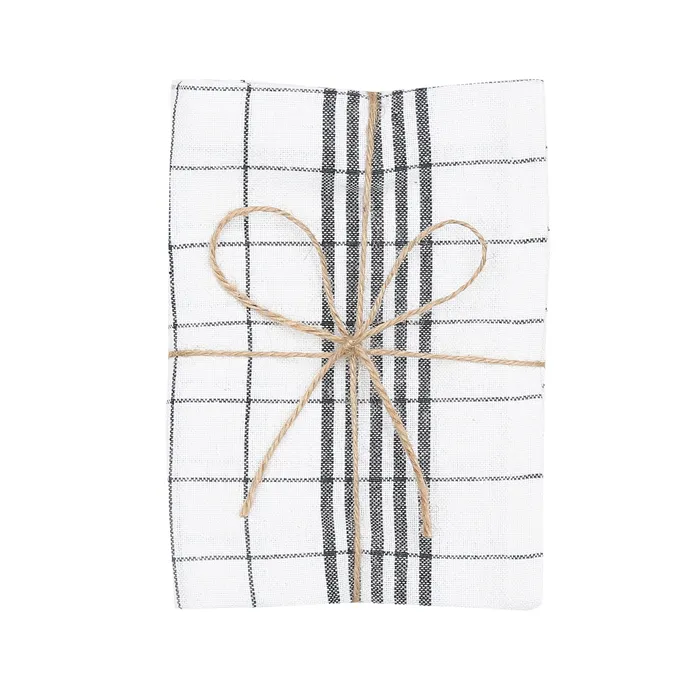 Recycled Tea Towel 2-pack Astrid, Dark Grey/White
