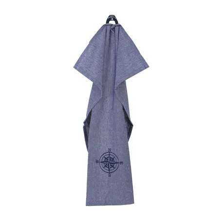 Recycled Tea Towel Kompass, Navy Blue/White