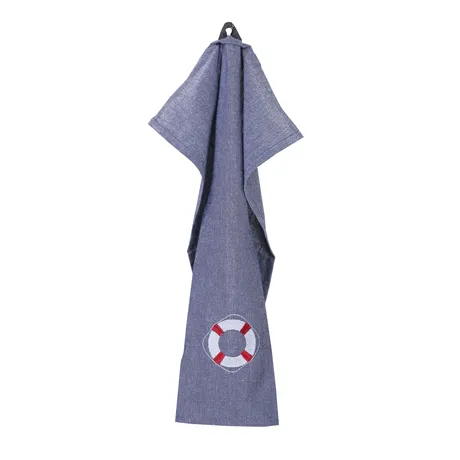 Recycled Tea Towel Livboj, Navy Blue/White