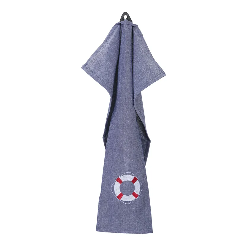 Recycled Tea Towel Livboj, Navy Blue/White