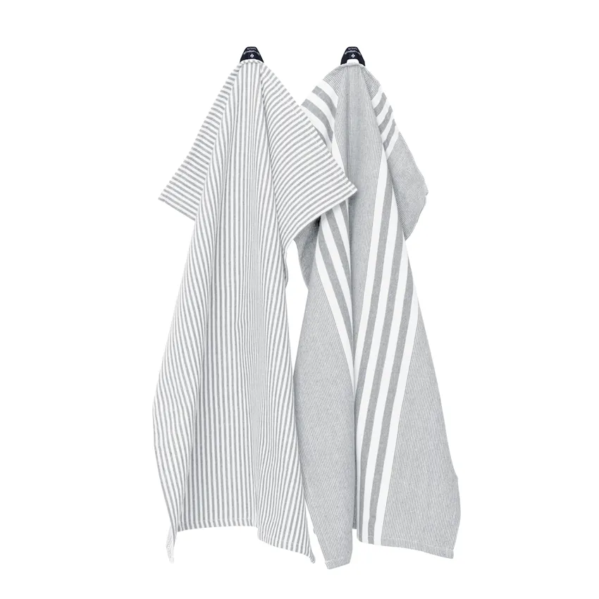 Recycled Tea Towel 2-pack Ronja and Robin, Grey/White
