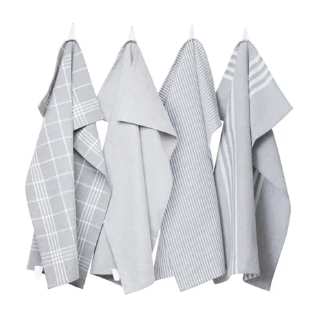 Recycled Tea Towel Recycling, 4-assorted, Grey/White