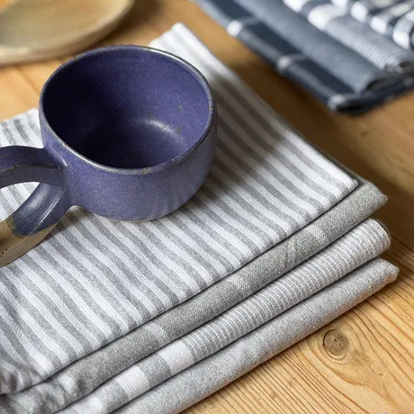 Recycled Tea Towel Recycling, 4-assorted, Grey/White