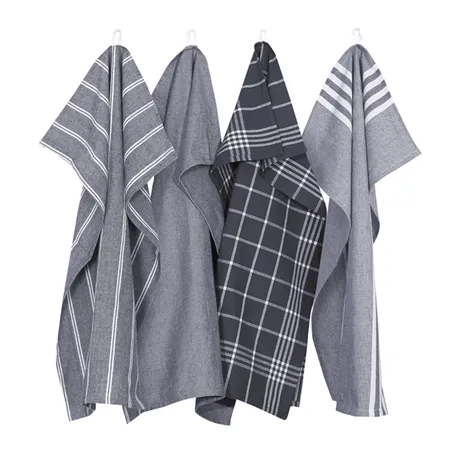 Recycled Tea Towel Recycling, 4-assorted, Dark Grey/White