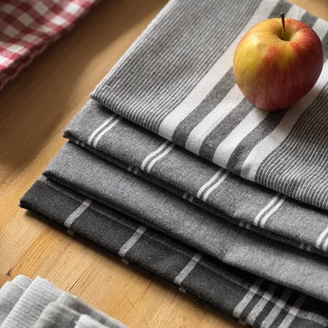 Recycled Tea Towel Recycling, 4-assorted, Dark Grey/White