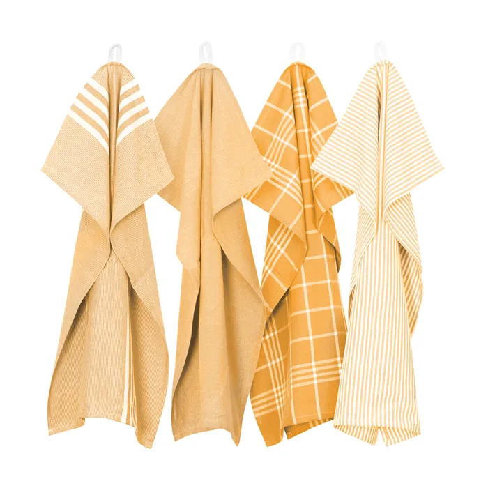 Recycled Tea Towel Recycling, 4-assorted, Yellow/Beige