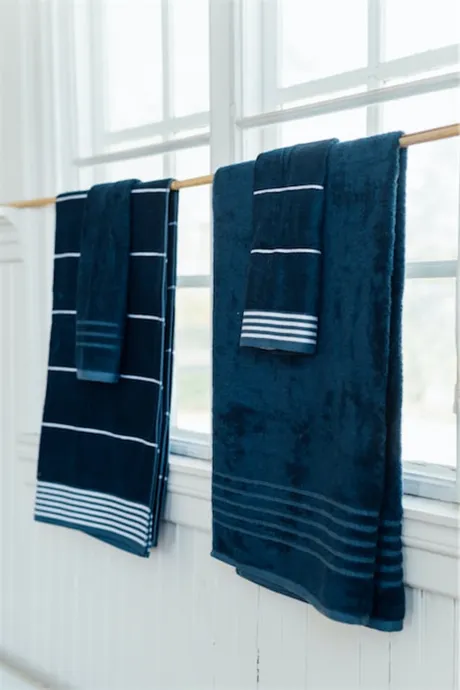 Hand Towel Kungshamn, Bamboo, Navy Blue/White