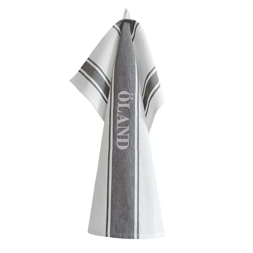 Tea Towel Öland, Dark Grey/White