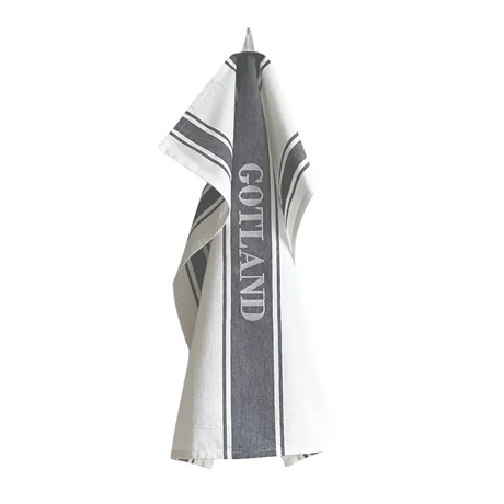 Tea Towel Gotland, Dark Grey/White