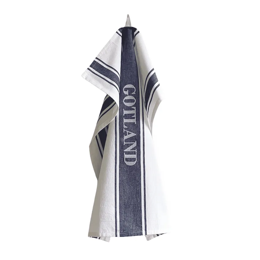 Tea Towel Gotland, Navy Blue/White