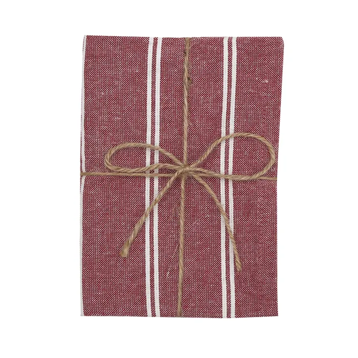 Recycled Tea Towel 2-pack Agda, Dark Red/Beige