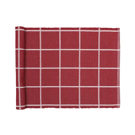 Recycled Table Runner Alexander, Dark Red/Beige
