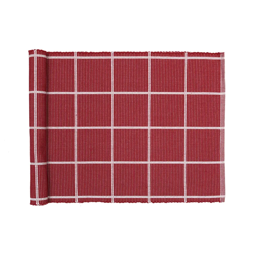 Recycled Table Runner Alexander, Dark Red/Beige