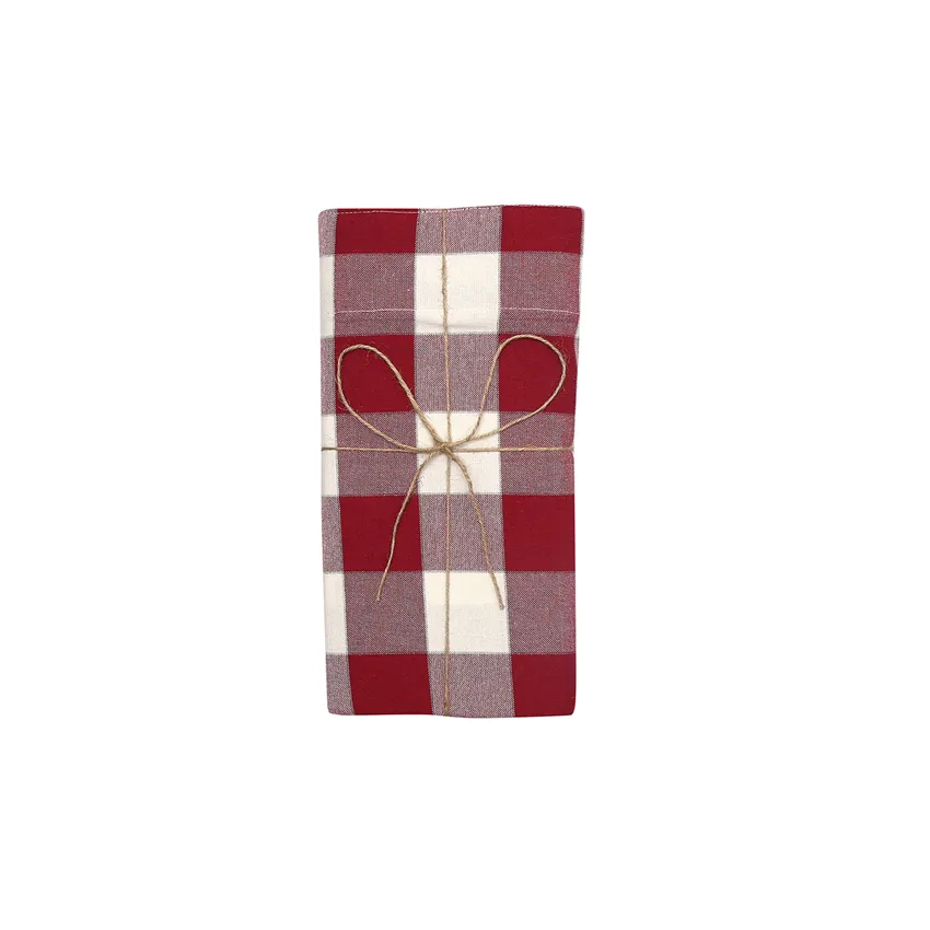 Recycled Curtain Valance Ted, Dark Red/Beige