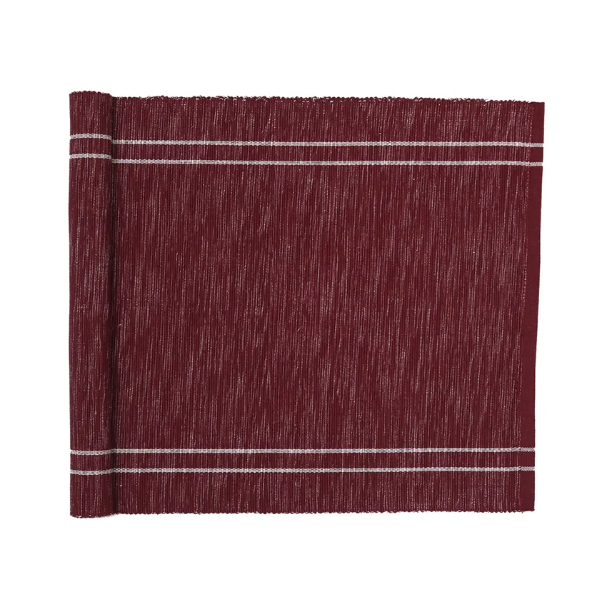 Recycled Table Runner Rune, Burgundy/Ecru