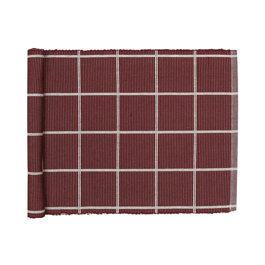 Recycled Table Runner Alexander, Burgundy/Ecru