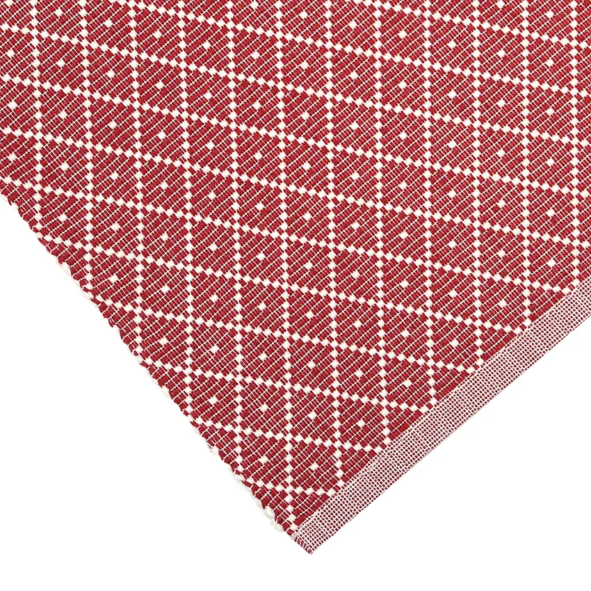 Recycled Table Runner Ella, Dark Red/Beige