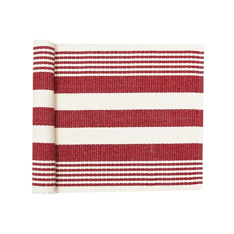 Recycled Table Runner Hedda, Dark Red/Beige