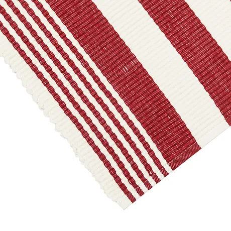 Recycled Table Runner Hedda, Dark Red/Beige