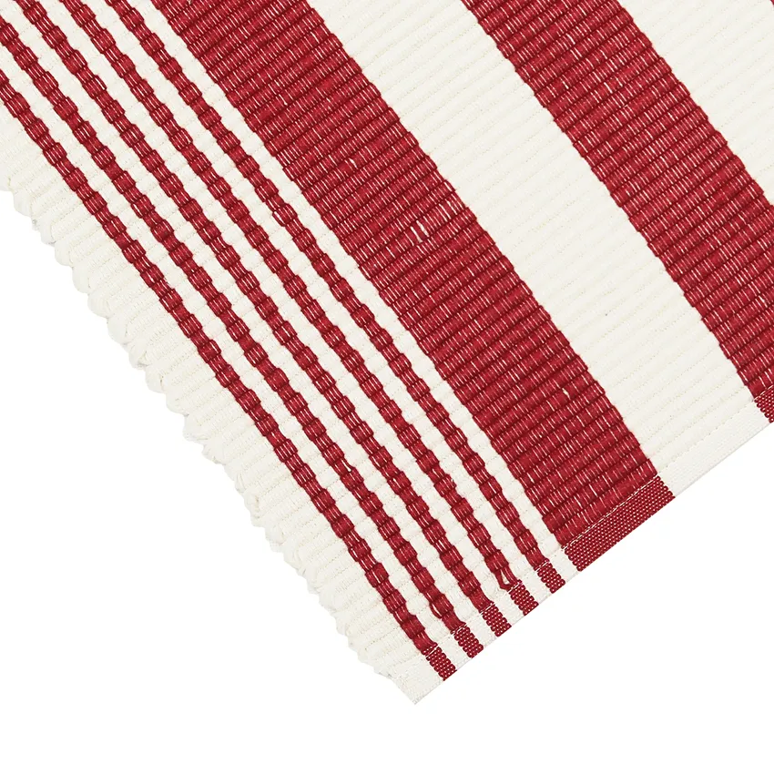 Recycled Table Runner Hedda, Dark Red/Beige