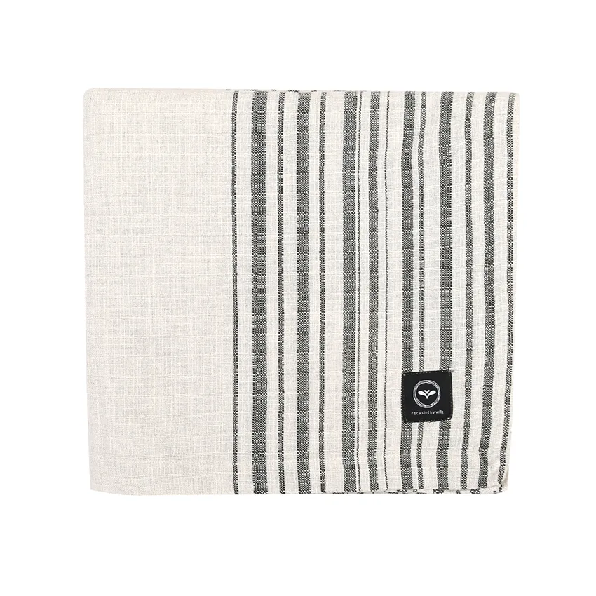 Recycled Tablecloth Charles, Ecru/Olive Green
