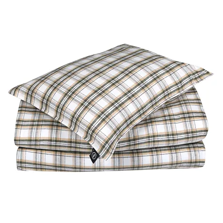 Recycled Duvet Cover Set 2-parts Björkliden, Olive Green/Beige