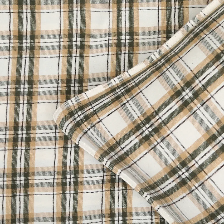Recycled Duvet Cover Set 2-parts Björkliden, Olive Green/Beige