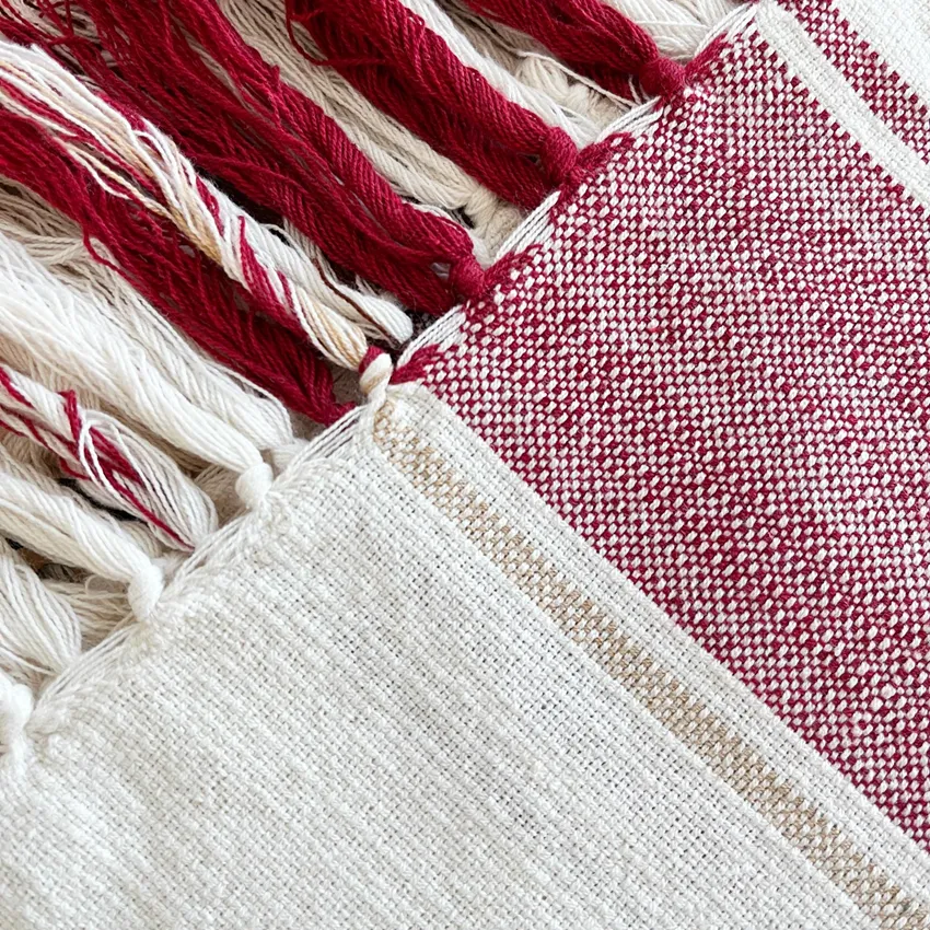 Recycled Blanket Julius, Dark Red/Beige