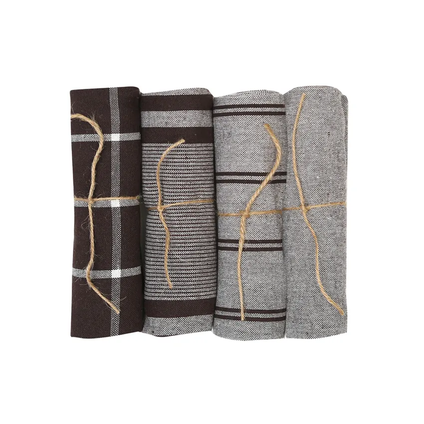 Recycled Tea Towel Recycling, 4-assorted, Brown/Beige