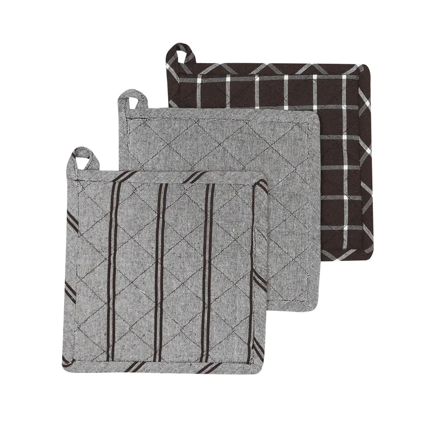 Recycled Pot Holder Recycling, 3-Assorted, Brown/Beige