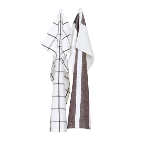 Tea Towel 2-pack Adrian, Brown/White 