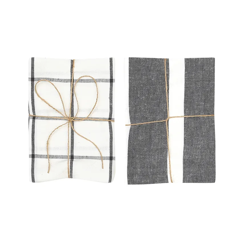 Tea Towel 2-pack Adrian, Dark Grey/White