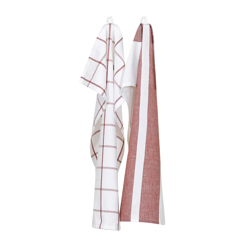 Tea Towel 2-pack Adrian, Rust/White 