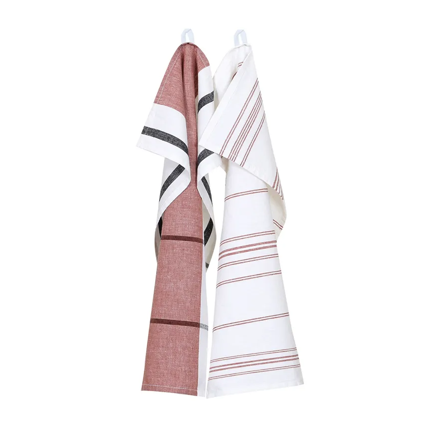 Tea Towel 2-pack Adrian, Rust/White 