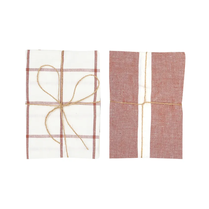 Tea Towel 2-pack Adrian, Rust/White 