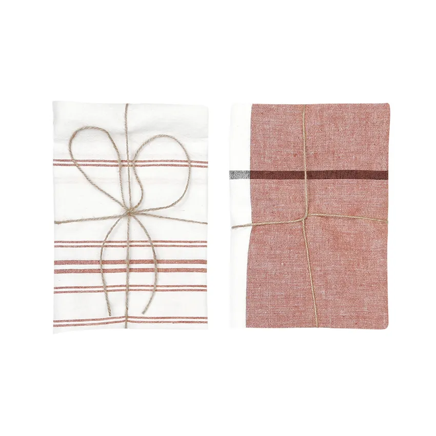 Tea Towel 2-pack Adrian, Rust/White 