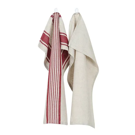 Tea Towel 2-pack Lukas, Red/Linen