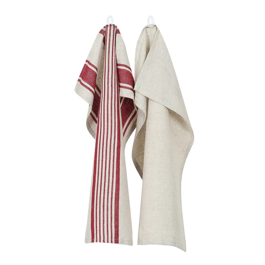 Tea Towel 2-pack Lukas, Red/Linen