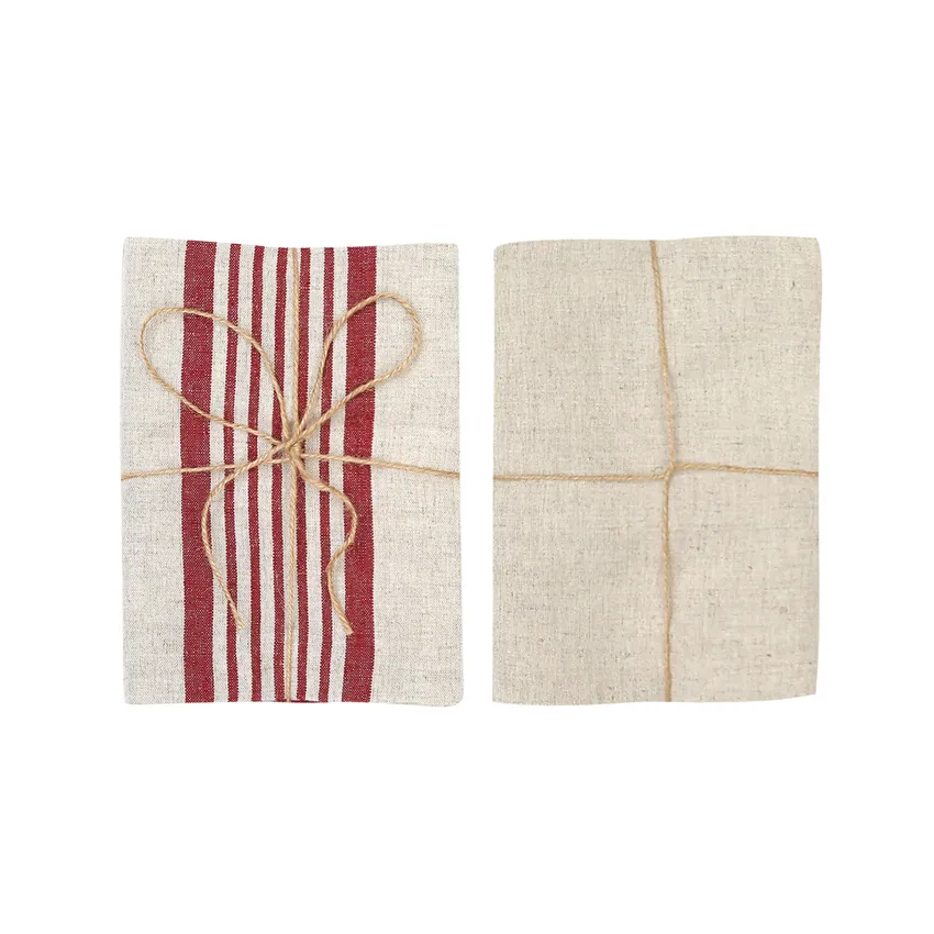 Tea Towel 2-pack Lukas, Red/Linen