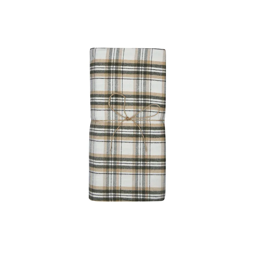 Recycled Duvet Cover Set 2-parts Björkliden, Olive Green/Beige