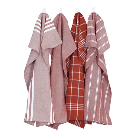 Recycled Tea Towel Recycling, 4-assorted, Rust/White