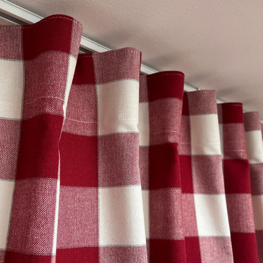 Recycled Curtain Panel 2-pack Ted, Dark Red/Beige