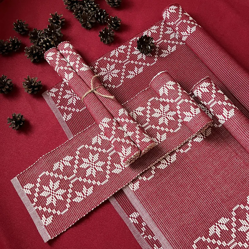 Recycled Placemat 2-pack Emma, Dark Red/Beige