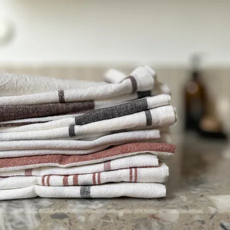 Tea Towel 2-pack Adrian, Brown/White 