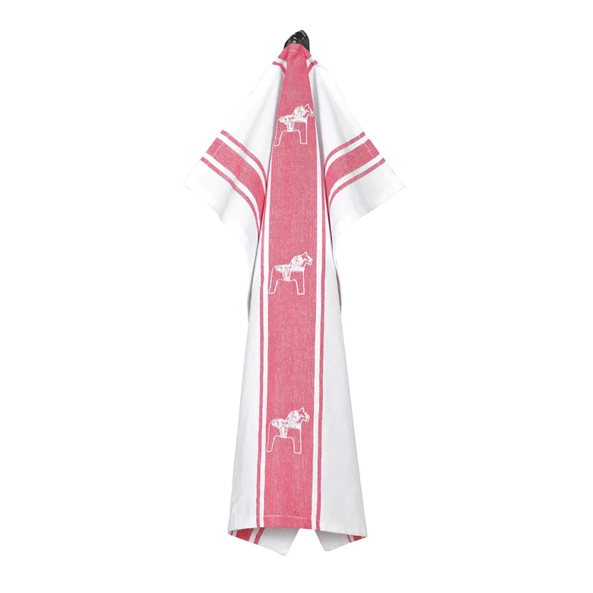 Recycled Tea Towel Gärdebyn, Red/White