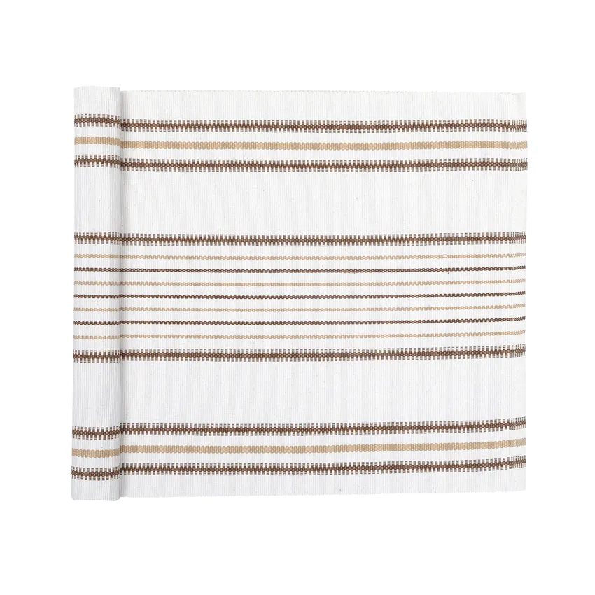 Recycled Table Runner Linda, White/Sand/Brown
