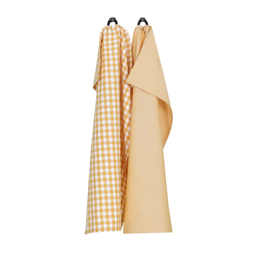 Recycled Tea Towel 2-pack Bella, Yellow/White